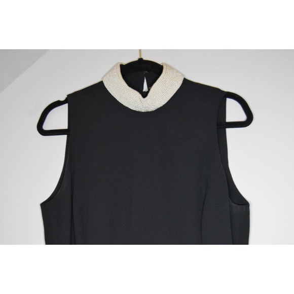 Vintage Little Black Dress Midi Evan Picone Beaded Collar Size 12 - Picture 5 of 7